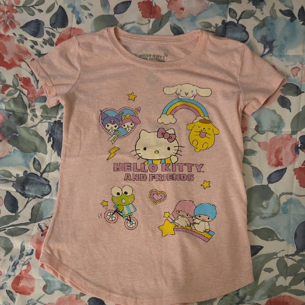 Hello Kitty Light Pink Kids Tee with Fun Characters